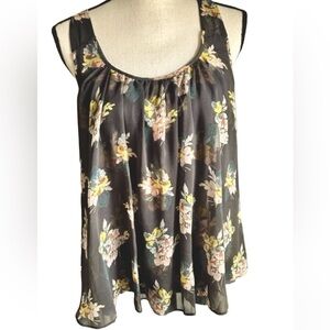 Kimchi Blue Urban Outfitters Grey Floral Layered Chiffon Tank Top M Y2K Medium